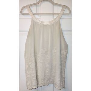 Women's XXI Sheer, Embroidered Halter Top Shirt (Size L)